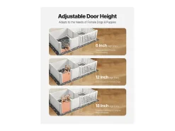 Parque de Parto SucceBuy para Cão, 186,5x97x50 cm, Caixa de Parto para Filhotes, com Porta Altura Ajustável, Caixa de Nascimento de Plástico PVC