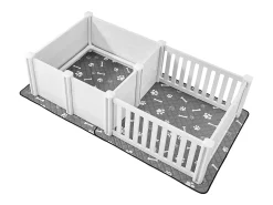 Parque de Parto SucceBuy para Cão, 186,5x97x50 cm, Caixa de Parto para Filhotes, com Porta Altura Ajustável, Caixa de Nascimento de Plástico PVC