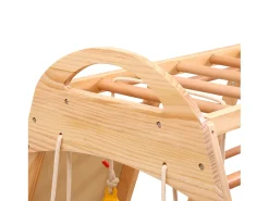 Parque infantil 7 em 1 com escorrega, baloiço e rede de escalada, 140 x 120 x 120 cm
