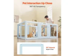 Parque para Cachorros SucceBuy, 193 x 124,5 x 76,5 cm, Caixa para Cachorros, com Janelas Transparentes e Fechadura, Estrutura em Azul
