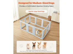 Parque para Cachorros SucceBuy, 193 x 124,5 x 76,5 cm, Caixa para Cachorros, com Janelas Transparentes e Fechadura, Estrutura em Azul