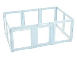 Parque para Cachorros SucceBuy, 193 x 124,5 x 76,5 cm, Caixa para Cachorros, com Janelas Transparentes e Fechadura, Estrutura em Azul