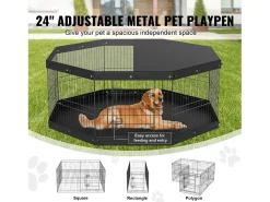 Parque para Cães SucceBuy Parque para Cães com 8 Painéis de Metal Dobrável com Capa e Almofada, Parque para Exercício