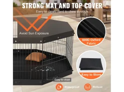 Parque para Cães SucceBuy Parque para Cães com 8 Painéis de Metal Dobrável com Capa e Almofada, Parque para Exercício