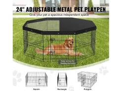 Parque para Cães SucceBuy Parque para Cães com 8 Painéis, 60.96 cm de Altura, Metal Dobrável, para Exercícios de Animais de Estimação