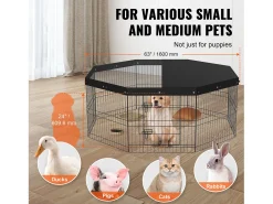 Parque para Cães SucceBuy Parque para Cães com 8 Painéis, 60.96 cm de Altura, Metal Dobrável, para Exercícios de Animais de Estimação