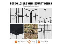 Parque para Cães SucceBuy Parque para Cães com 8 Painéis de Metal Dobrável com Capa Protetora, 76.20 cm de Altura