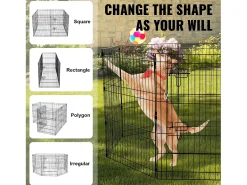 Parque para Cães SucceBuy Parque para Cães com 8 Painéis de Metal Dobrável com Capa Protetora, 76.20 cm de Altura