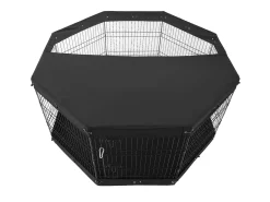 Parque para Cães SucceBuy Parque para Cães com 8 Painéis de Metal Dobrável com Capa Protetora, 76.20 cm de Altura