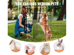 Parque para Cães SucceBuy Parque para Cães com 8 Painéis de Metal Dobrável com 76.20 cm de Altura e Tampa Superior