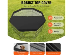 Parque para Cães SucceBuy Parque para Cães com 8 Painéis de Metal Dobrável com 76.20 cm de Altura e Tampa Superior