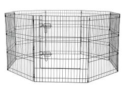 Parque para Cães SucceBuy Parque para Cães com 8 Painéis de Metal Dobrável com 76.20 cm de Altura e Tampa Superior