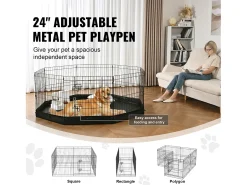 Parque para Cães SucceBuy Cercado para Cães com 8 Painéis de Metal Dobrável com Almofada Inferior, Cercado para Exercício com 60.96 cm de Altura
