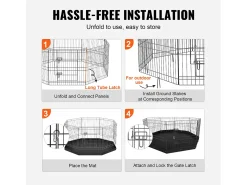 Parque para Cães SucceBuy Cercado para Cães com 8 Painéis de Metal Dobrável com Almofada Inferior, Cercado para Exercício com 60.96 cm de Altura