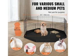 Parque para Cães SucceBuy Cercado para Cães com 8 Painéis de Metal Dobrável com Almofada Inferior, Cercado para Exercício com 60.96 cm de Altura