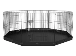 Parque para Cães SucceBuy Cercado para Cães com 8 Painéis de Metal Dobrável com Almofada Inferior, Cercado para Exercício com 60.96 cm de Altura