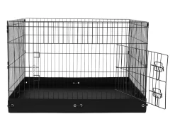 Parque para Cães SucceBuy Parque para Cães com 4 Painéis de Metal Dobrável com Almofada Inferior, 91.44 cm de Altura