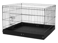 Parque para Cães SucceBuy Parque para Cães com 4 Painéis de Metal Dobrável com Almofada Inferior, 91.44 cm de Altura
