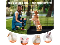 Parque para Cães SucceBuy, 4 Painéis Metálicos Dobráveis para o Exercício do Cão com Capa Protetora Inferior