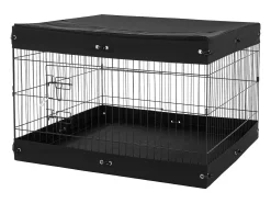 Parque para Cães SucceBuy, 4 Painéis Metálicos Dobráveis para o Exercício do Cão com Capa Protetora Inferior