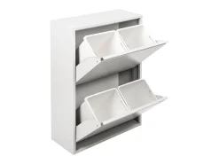 Pattumiera Achros, Cestino portarifiuti, Bidone per raccolta differenziata, Mobile per spazzatura, 60x25 h93 cm, Bianco