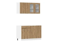 4pcs armário de cozinha conj. deriv. madeira Lyon carvalho artisiano