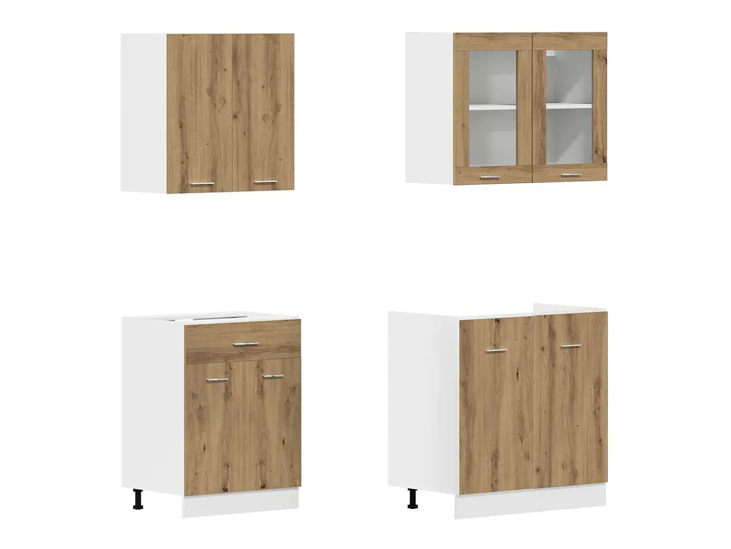 4pcs armário de cozinha conj. deriv. madeira Lyon carvalho artisiano