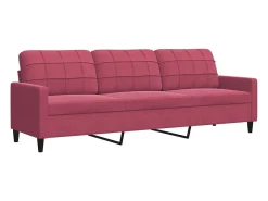 3pcs conjunto sofás c/ almofadões e rolos veludo vermelho tinto