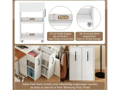Pedestal de escritório com rodízios - 52 x 50 x 75 cm - com gavetas - intercambiável Esquerda-direita - Aglomerado - Branco