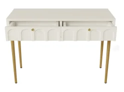 Penteadeira - 100 x 45 x 76,5 cm - com 2 gavetas - para quarto - madeira + metal - branco