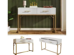 Penteadeira - 100 x 45 x 75 cm - com 2 gavetas - para quarto - Aglomerado - Branco