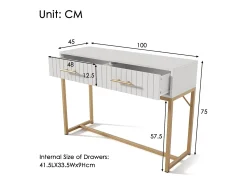 Penteadeira - 100 x 45 x 75 cm - com 2 gavetas - para quarto - Aglomerado - Branco