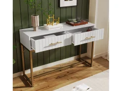 Penteadeira - 100 x 45 x 75 cm - com 2 gavetas - para quarto - Aglomerado - Branco