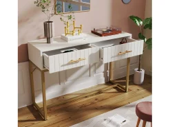 Penteadeira - 100 x 45 x 75 cm - com 2 gavetas - para quarto - Aglomerado - Branco