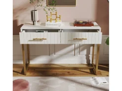 Penteadeira - 100 x 45 x 75 cm - com 2 gavetas - para quarto - Aglomerado - Branco
