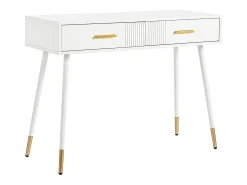 Penteadeira - 100 x 40 x 76 cm - escrivaninha com 2 gavetas - pés de metal - MDF - branco (sem espelho)