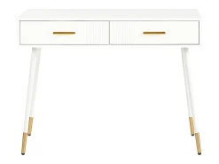 Penteadeira - 100 x 40 x 76 cm - escrivaninha com 2 gavetas - pés de metal - MDF - branco (sem espelho)