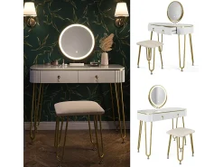 Penteadeira branco alto brilho 100x40x126 grace