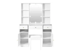 Penteadeira com espelho - com banquinho - com iluminação LED ajustável - 2 portas e 3 gavetas - branco