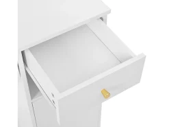 Penteadeira com espelho - com banquinho - com iluminação LED ajustável - 2 portas e 3 gavetas - branco