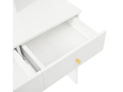 Penteadeira com espelho - com banquinho - com iluminação LED ajustável - com 4 gavetas - branco