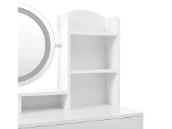 Penteadeira com espelho - com banquinho - com iluminação LED ajustável - com 4 gavetas - branco