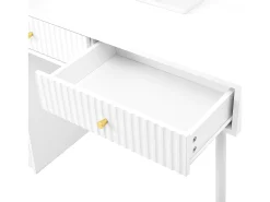 Penteadeira com espelho 100x40x125 cm - com LED ajustável - com 4 gavetas e 1 porta de vidro - 1 compartimento de armazenamento aberto - Branco