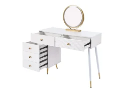 Penteadeira com espelho 100x40x78cm - com iluminação LED - com 5 gavetas - computador de mesa portátil - Branco (sem banquinho)