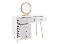 Penteadeira com espelho 100x40x78cm - com iluminação LED - com 5 gavetas - computador de mesa portátil - Branco (sem banquinho)