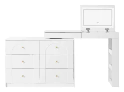 Penteadeira com iluminação LED 105x40x80 cm - com 7 gavetas - com compartimentos de armazenamento - branco