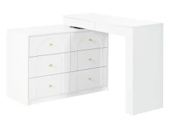 Penteadeira com iluminação LED 105x40x80 cm - com 7 gavetas - com compartimentos de armazenamento - branco