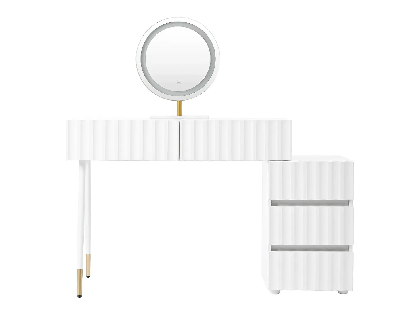 Penteadeira com iluminação LED 100×40×127 cm - com 5 gavetas - branco