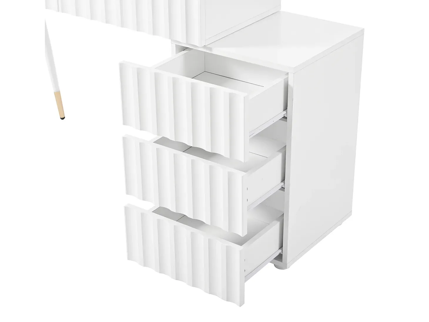 Penteadeira com iluminação LED 100×40×127 cm - com 5 gavetas - branco