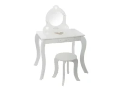 Penteadeira e banco em MDF branco 91x71,5x50,5cm
